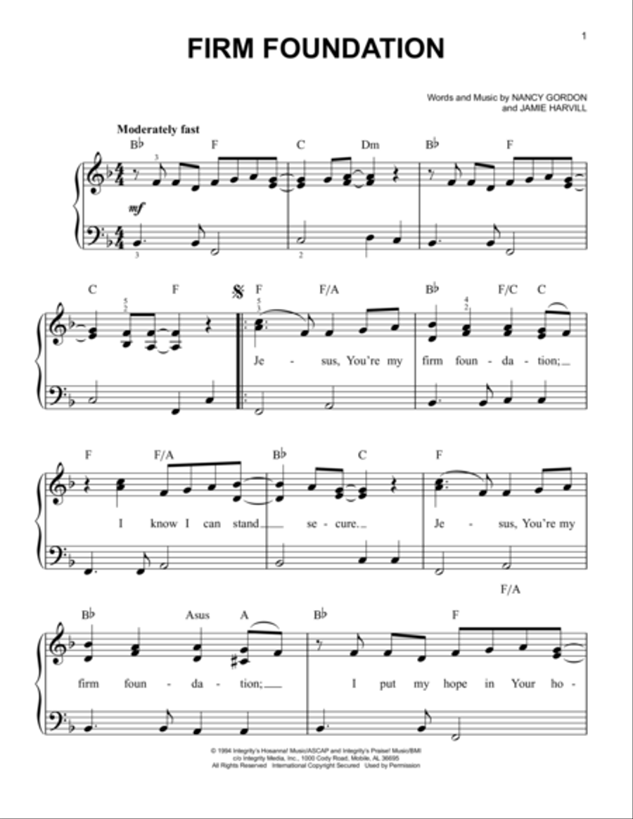 Firm Foundation Easy Piano scores gallery preview page 1