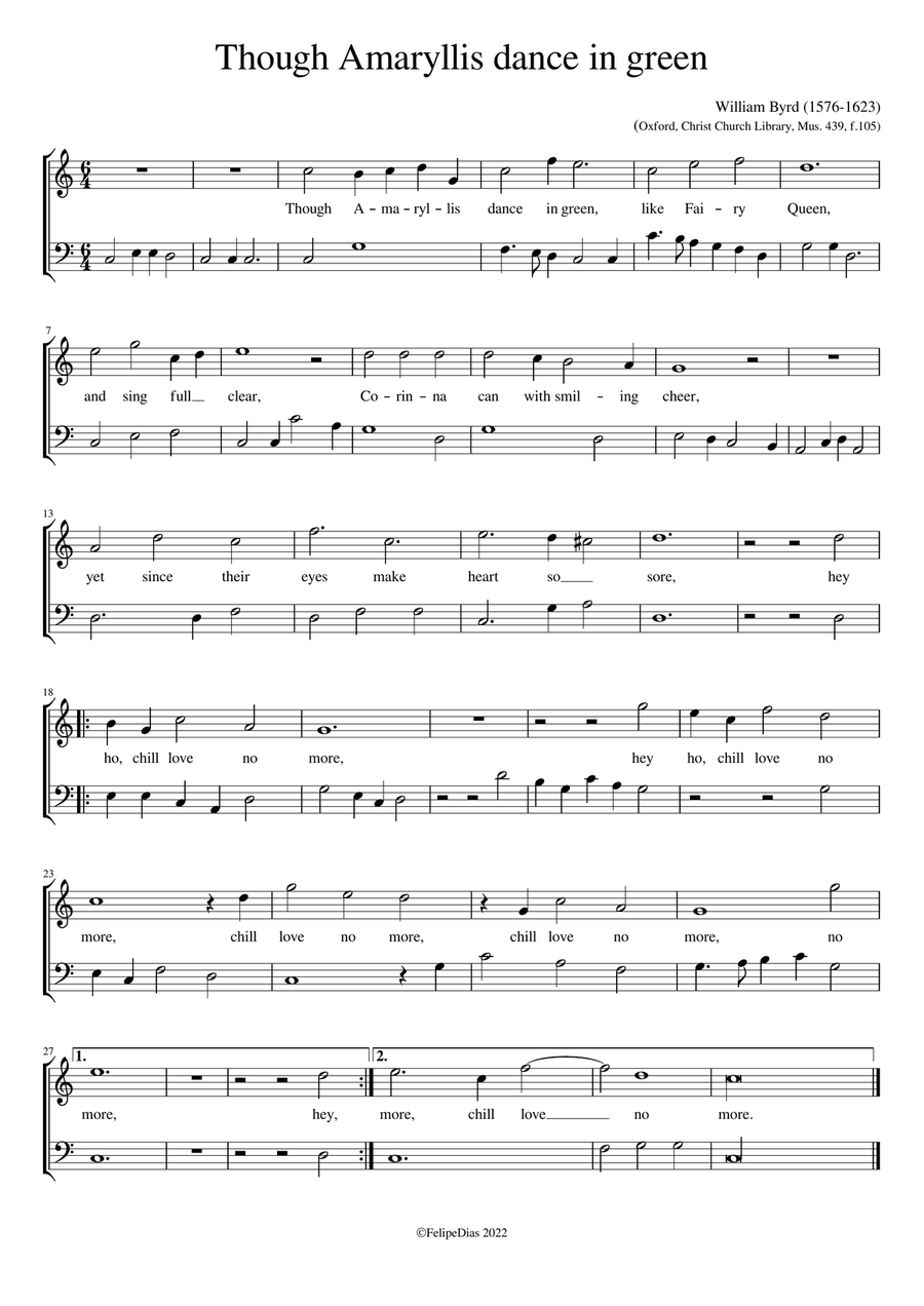 Though Amaryllis dance in green Voice Solo scores gallery preview page 1