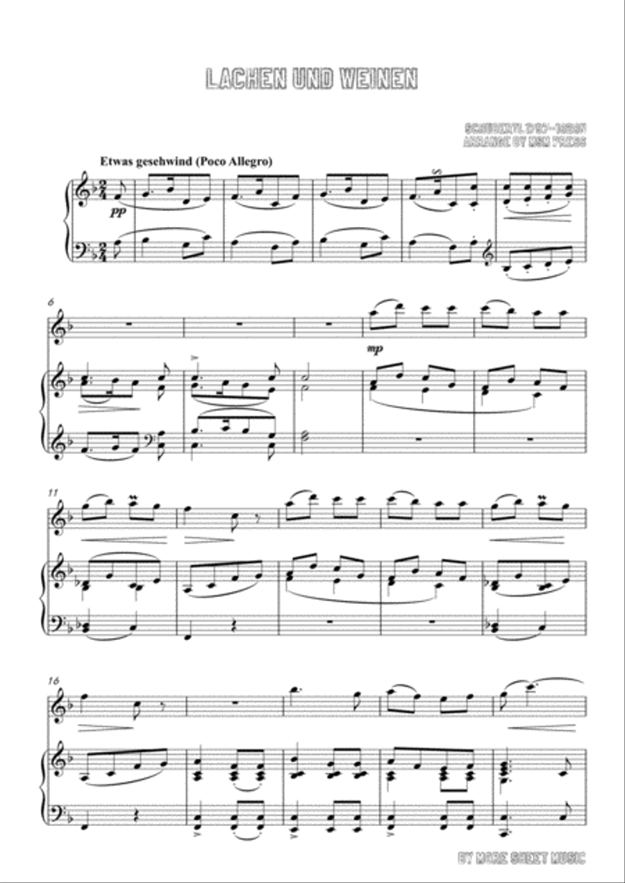 Schubert-Lachen und Weinen,for Flute and Piano Flute Solo scores gallery preview page 3
