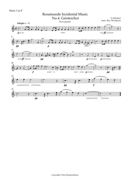 Schubert: Rosamunde Incidental Music D797 No.4. Geisterchor (Chorus of Sprits) - horn quartet image number null