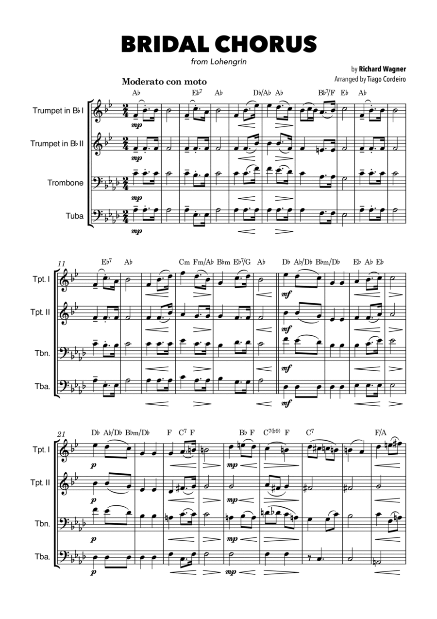 Bridal Chorus Brass Quartet scores gallery preview page 1
