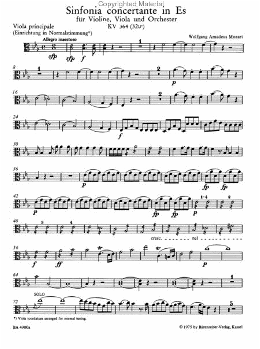 Sinfonia Concertante In Eb Major K. 364 Viola scores gallery preview page 5