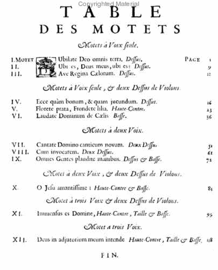 Motets for I, II, III voices with continuo Book II for voice