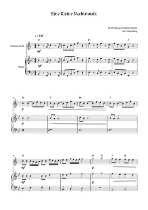 Eine Kleine Nachtmusik - Mozart for clarinet solo with piano and chords.
