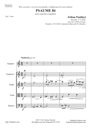 Psaume 84 pour soprano et quatuor (for soprano and strings quartet). Score and parts.