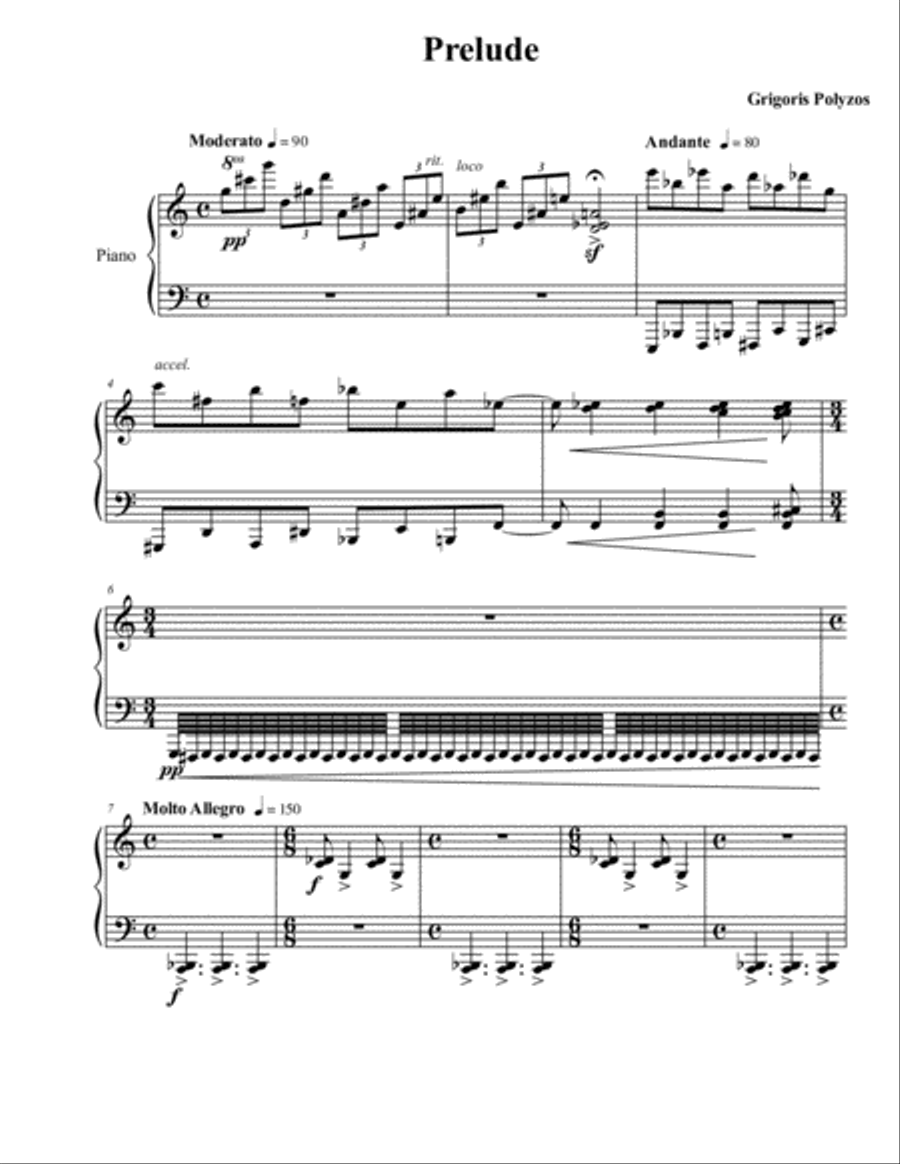 Prelude, for piano Prelude, for piano Piano Solo scores gallery preview page 1