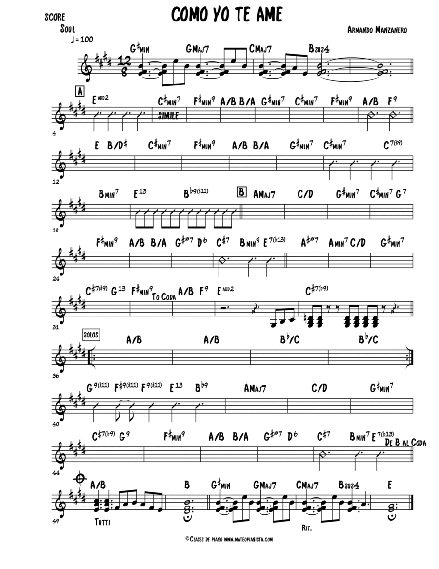 Como Yo Te Ame Easy Piano scores gallery preview page 1