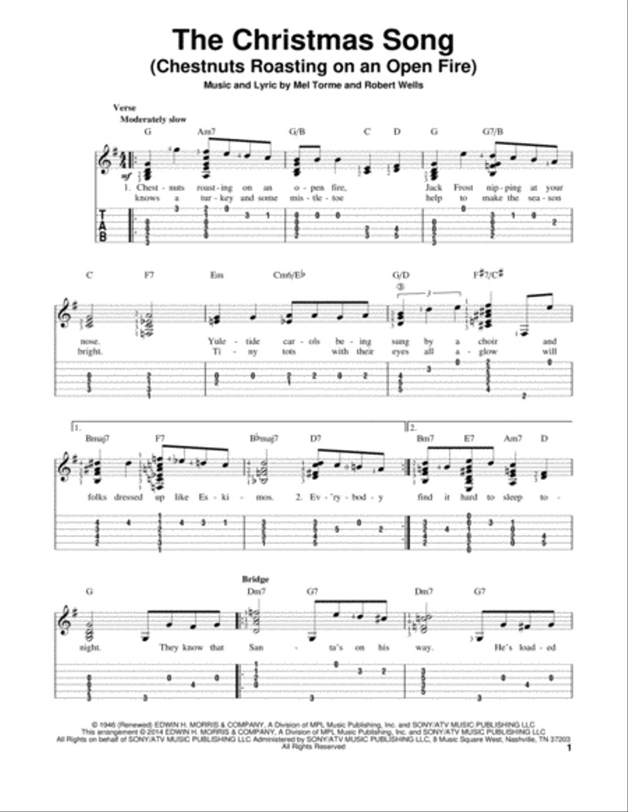 The Christmas Song (Chestnuts Roasting On An Open Fire) Guitar Tablature scores gallery preview page 1