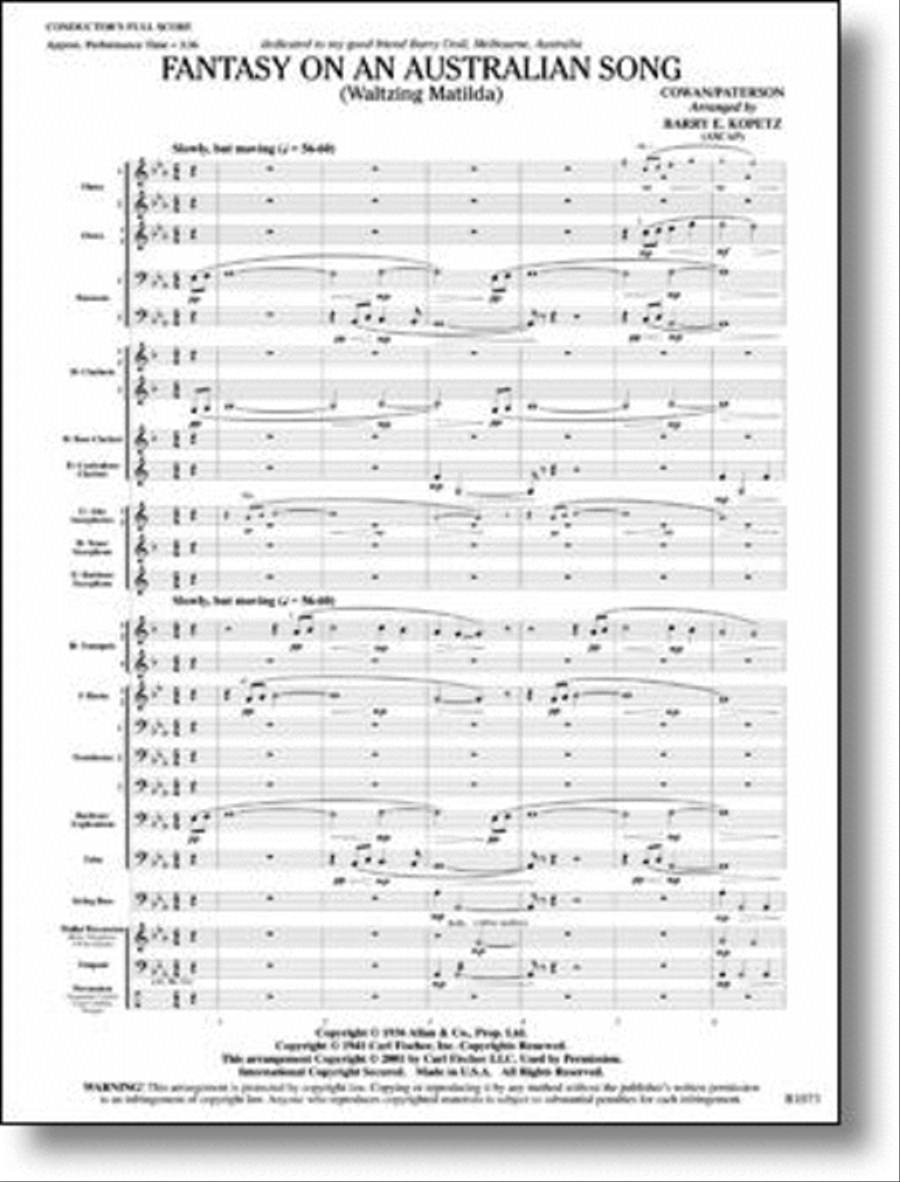 Fantasy on an Australian Song Concert Band scores gallery preview page 1