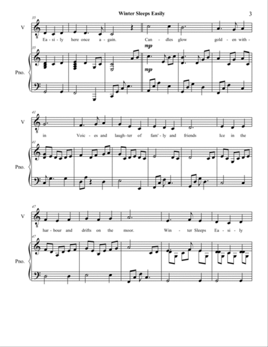 Winter Sleeps Easily - Single Voice/Unison Unison Choir scores gallery preview page 3