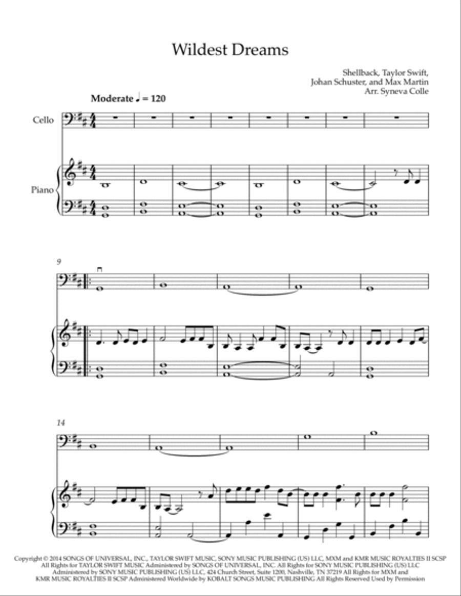 Wildest Dreams Wildest Dreams Piano scores gallery preview page 2