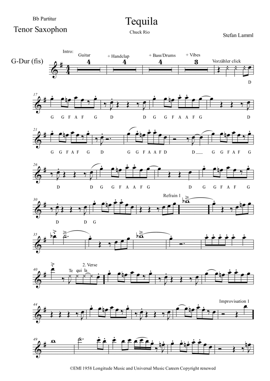 Tequila Tenor Saxophone scores gallery preview page 1