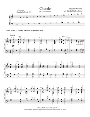 Chorale- handbell arrangement for Level 2 (medium difficulty) for 2 or 3 octave handbells arranged b
