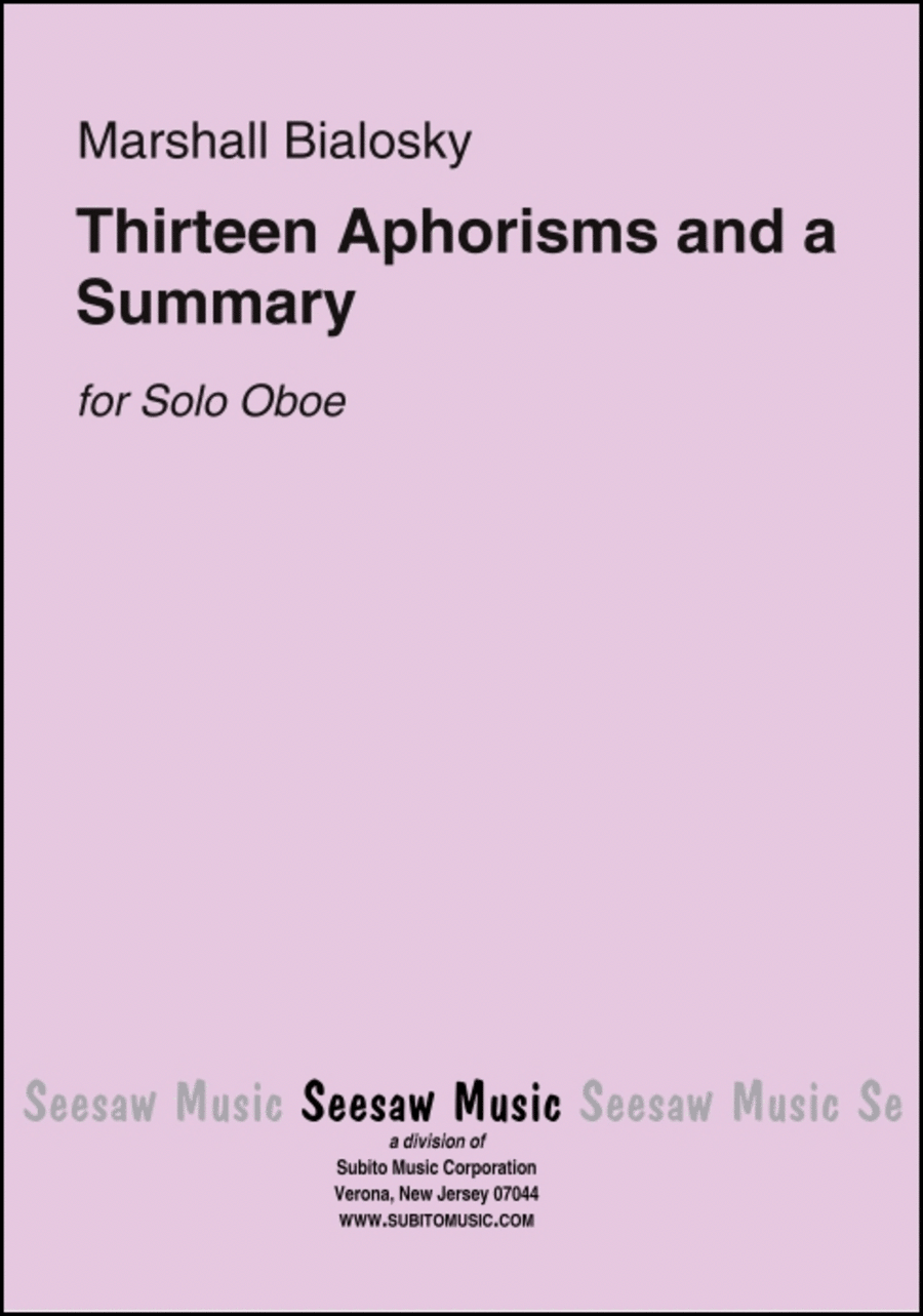 Thirteen Aphorisms and a Summary English Horn scores gallery preview page 1