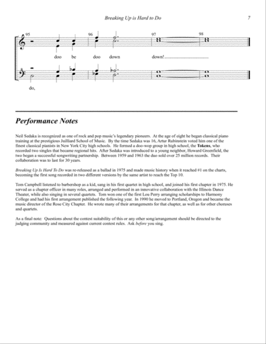 Breaking Up Is Hard To Do (arr. Tom Campbell) SSAA scores gallery preview page 7
