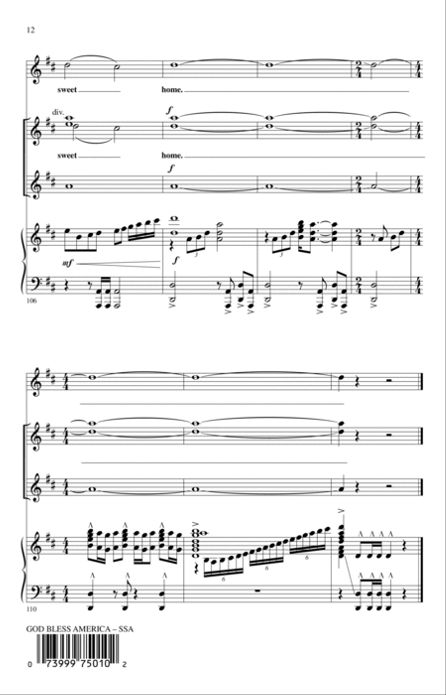 God Bless America (arr. Bruce Healey) SSA scores gallery preview page 11