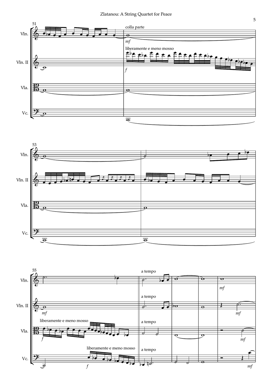 A STRING QUARTET FOR PEACE String Quartet scores gallery preview page 5