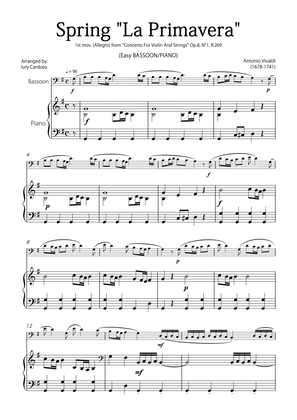 Book cover for "Spring" (La Primavera) by Vivaldi - Easy version for BASSOON & PIANO