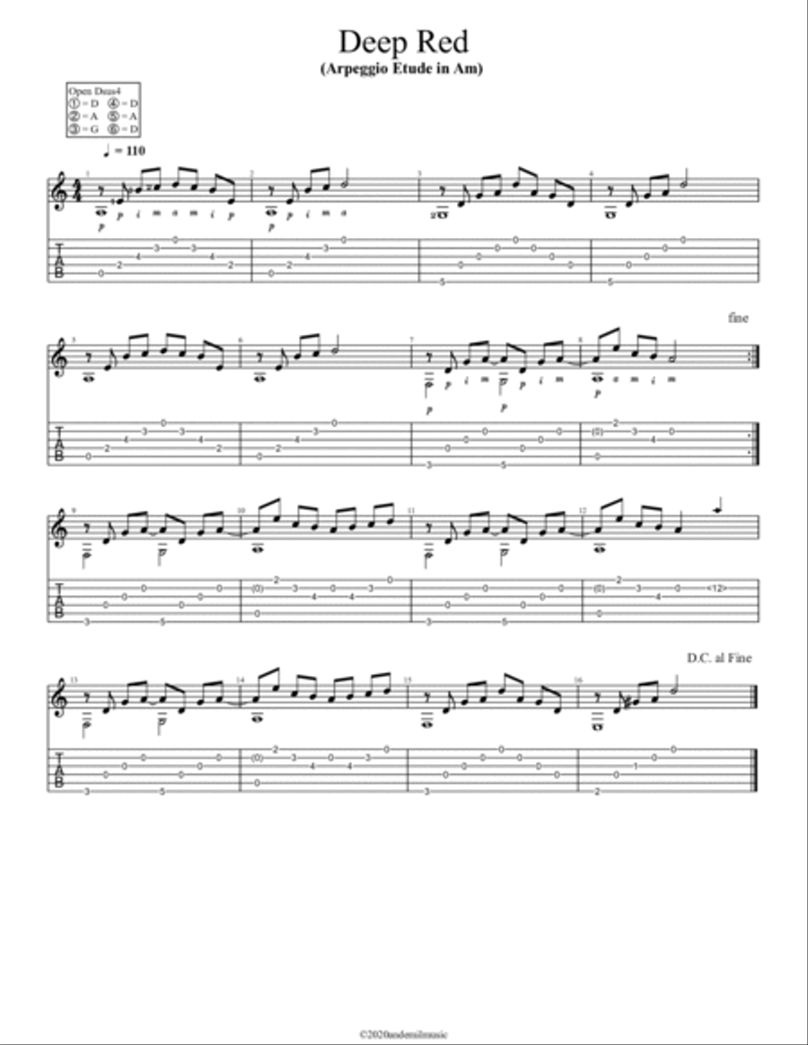 Five Etudes in DADGAD Tuning Classical Guitar scores gallery preview page 4