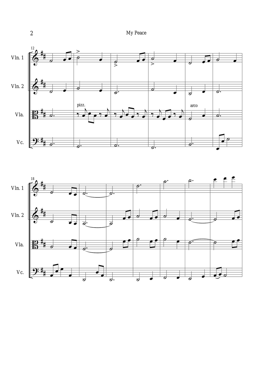 Maranatha Singers MY PEACE - String Quartet/Orchestra String Quartet scores gallery preview page 3