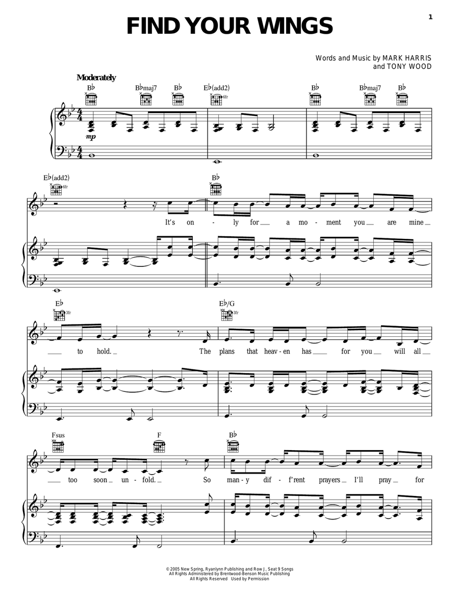 Find Your Wings Find Your Wings Piano, Vocal, Guitar scores gallery preview page 1