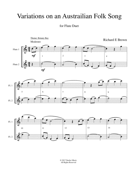 Variations on an Australian Folk Song - Flute Duet Flute Duet - Digital Sheet Music