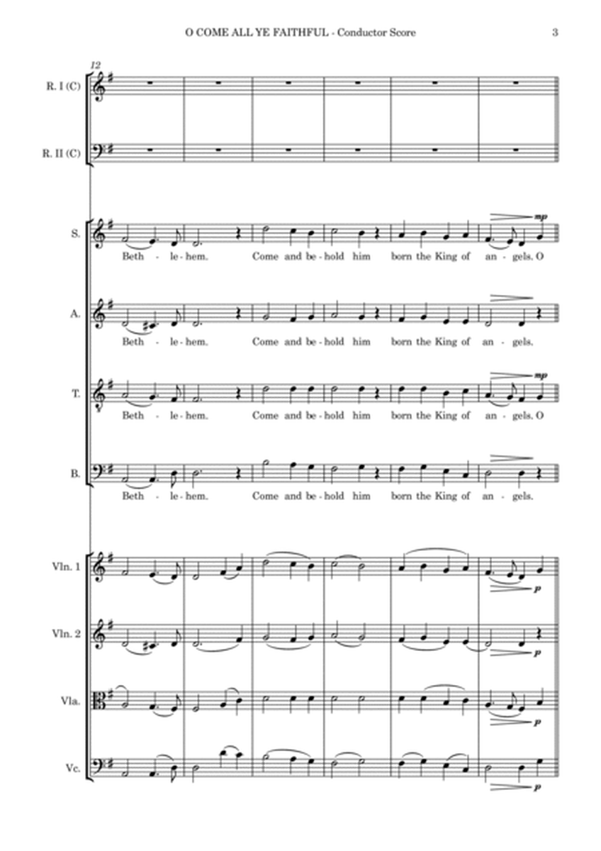 O Come All Ye Faithful – SATB, String 4tet and opt. flexible woodwind – Score and parts image number null