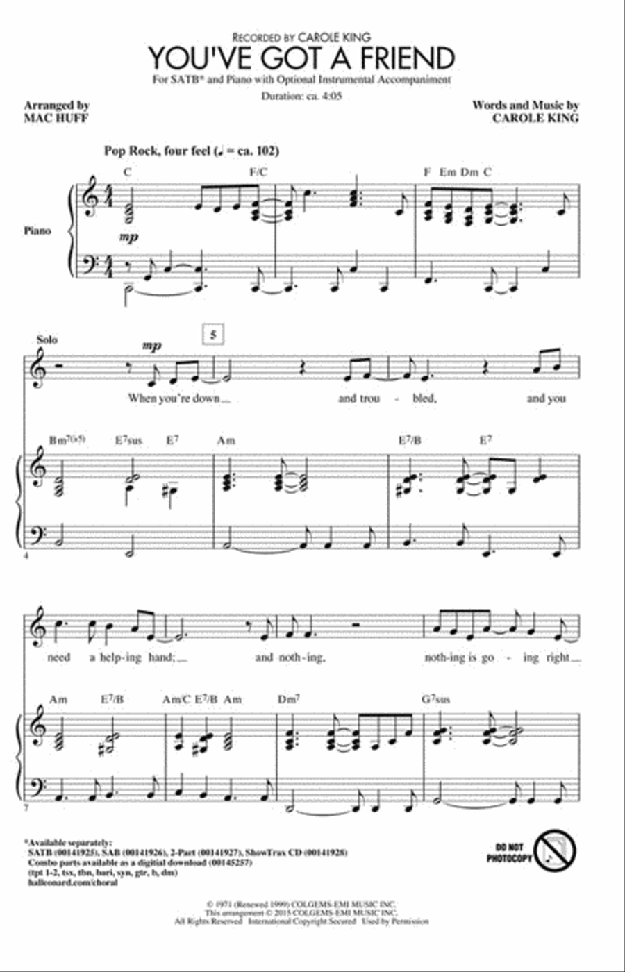 You've Got a Friend You've Got a Friend Show Choir scores gallery preview page 2