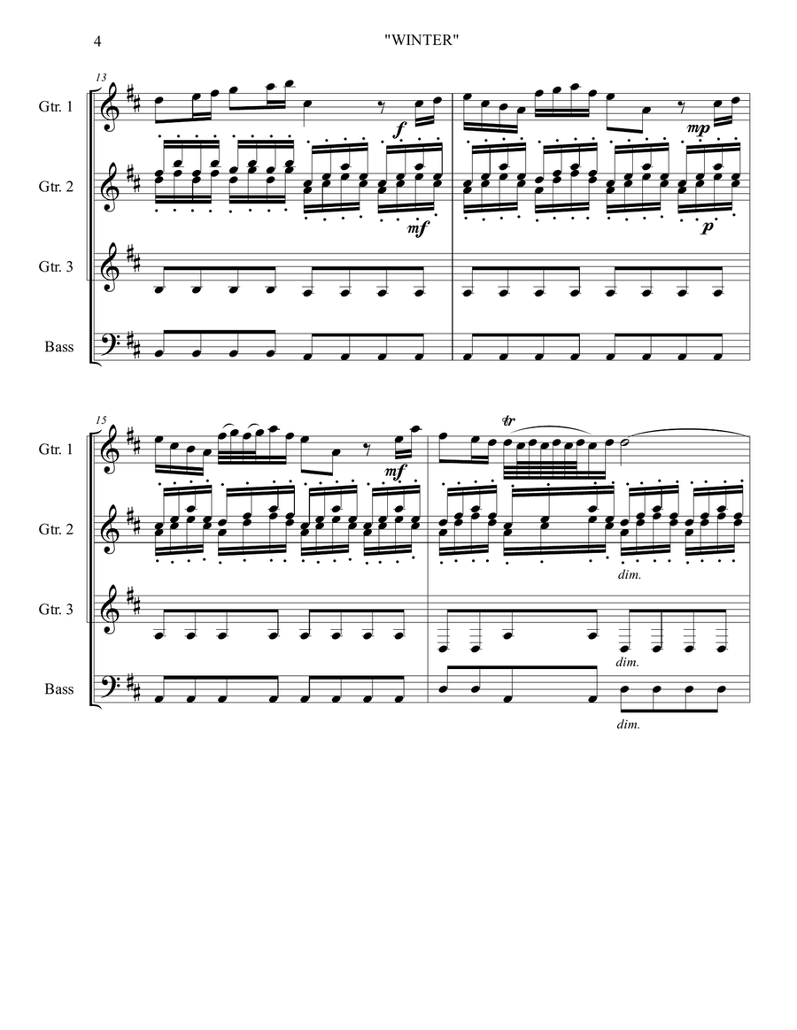 WINTER - LARGO for Guitar Ensemble Guitar Ensemble scores gallery preview page 6