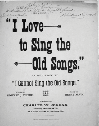 Book cover for "I Love to Sing the Old Songs"