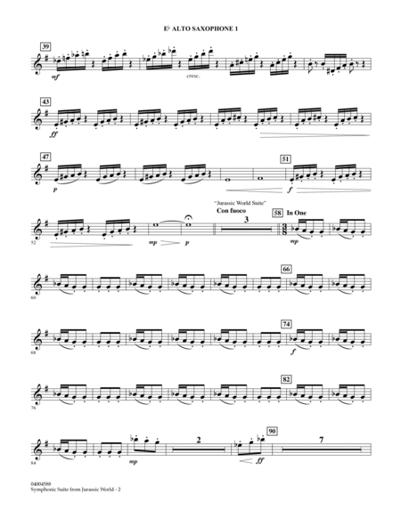 Jurassic World (Symphonic Suite) - Eb Alto Saxophone 1