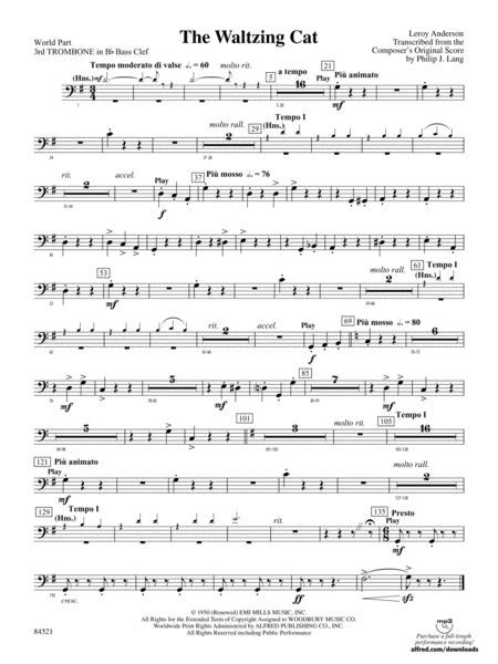 The Waltzing Cat: (wp) 3rd B-flat Trombone B.C.