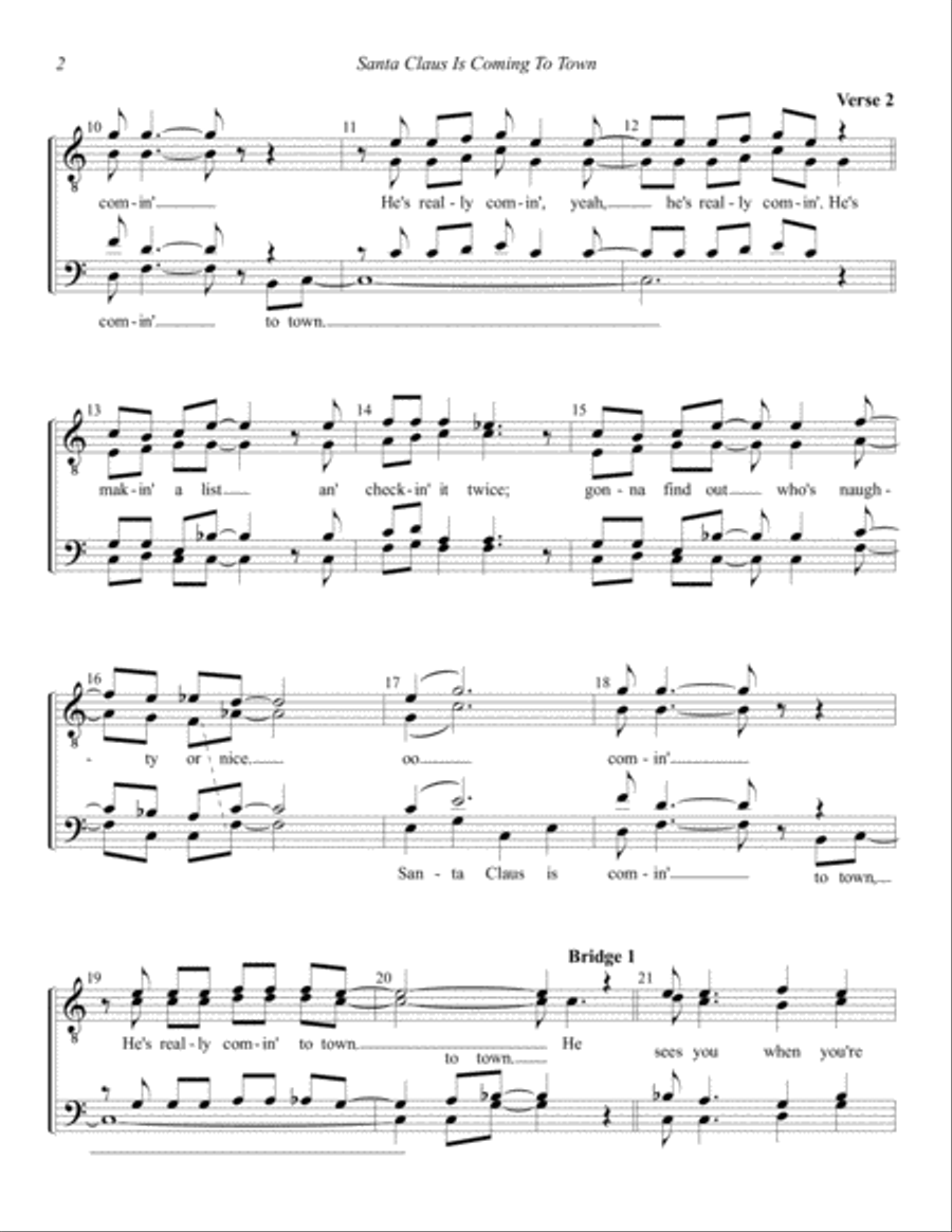 Santa Claus Is Comin' To Town Santa Claus Is Comin' To Town TTBB scores gallery preview page 2