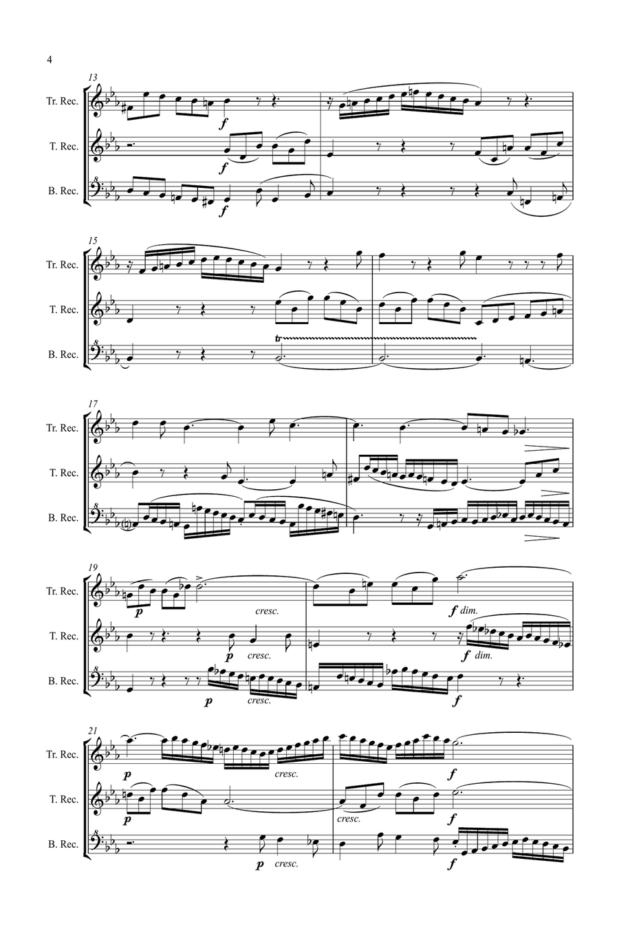 Bach: Sinfonia (Three part Inventions) Nos.1, 2 & 3 - low recorder trio (TTB/ATB) TTB scores gallery preview page 4