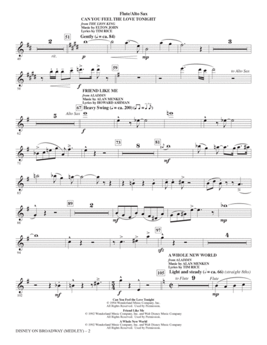 Disney On Broadway (Medley) - Flute/Alto Sax
