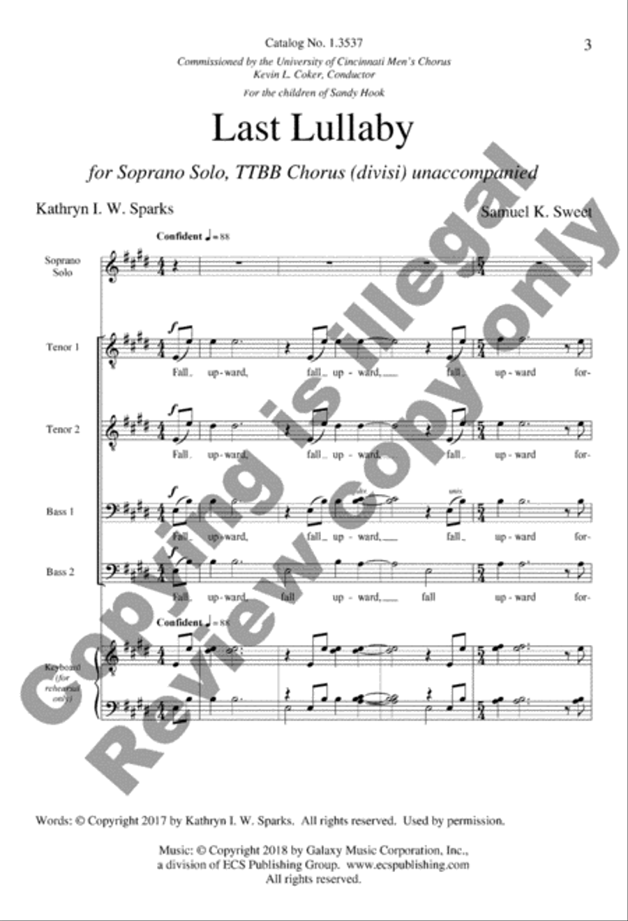 Last Lullaby TTBB scores gallery preview page 3