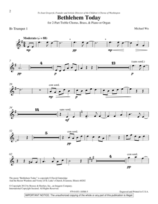 Bethlehem Today - Bb Trumpet 1