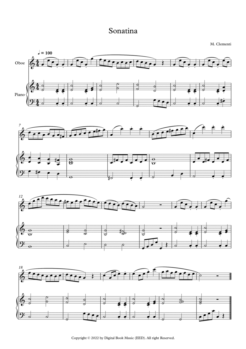 Sonatina (In C Major) - Muzio Clementi (Oboe + Piano) image number null