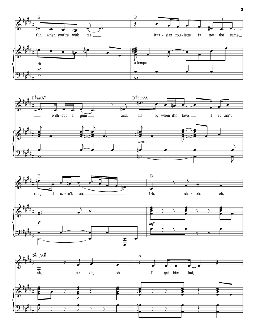 Poker Face Piano, Vocal scores gallery preview page 5