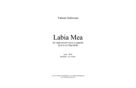 Labia Mea for 8 voices a cappella image number null