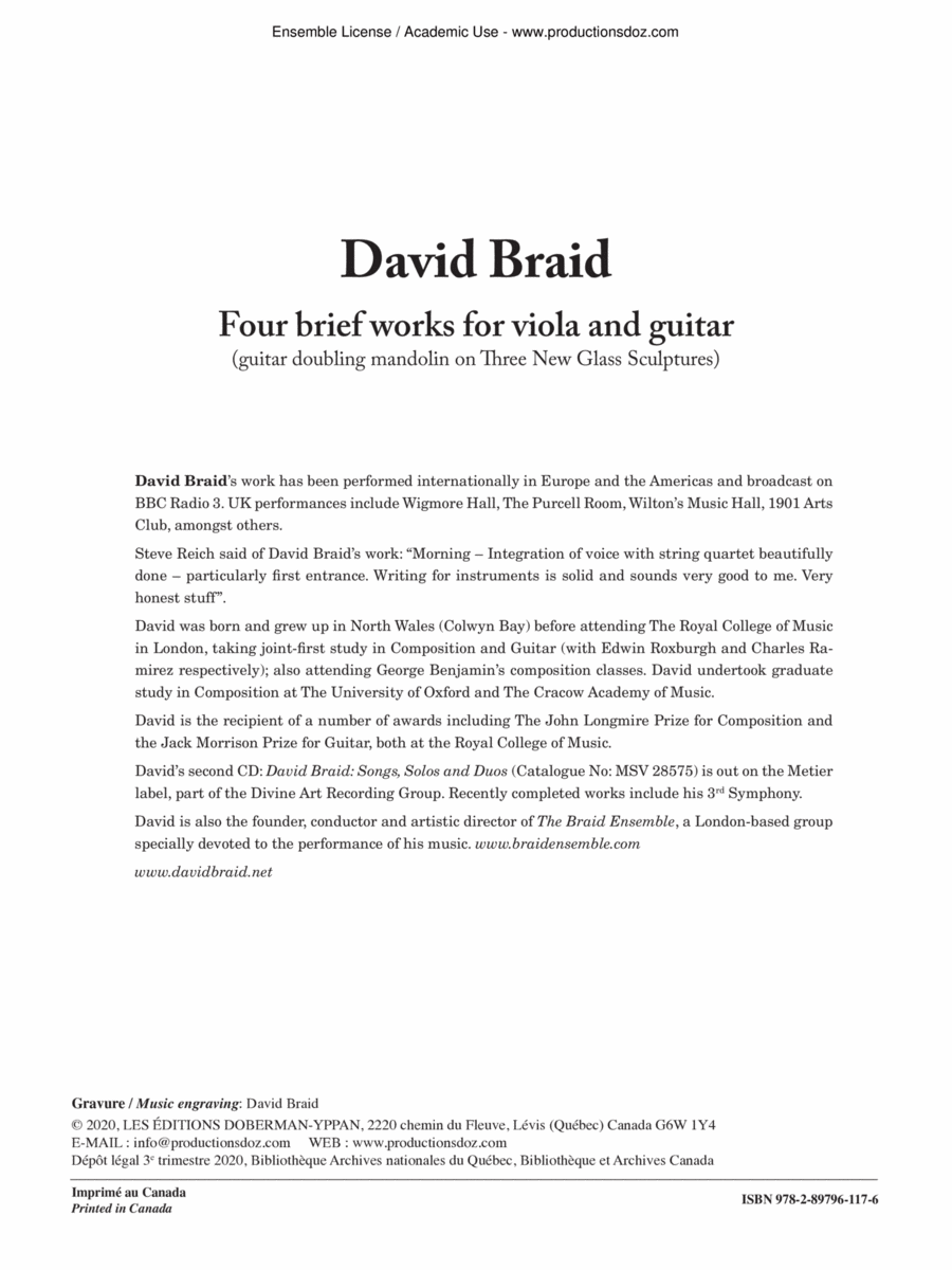 Four brief works for viola and guitar Viola scores gallery preview page 1