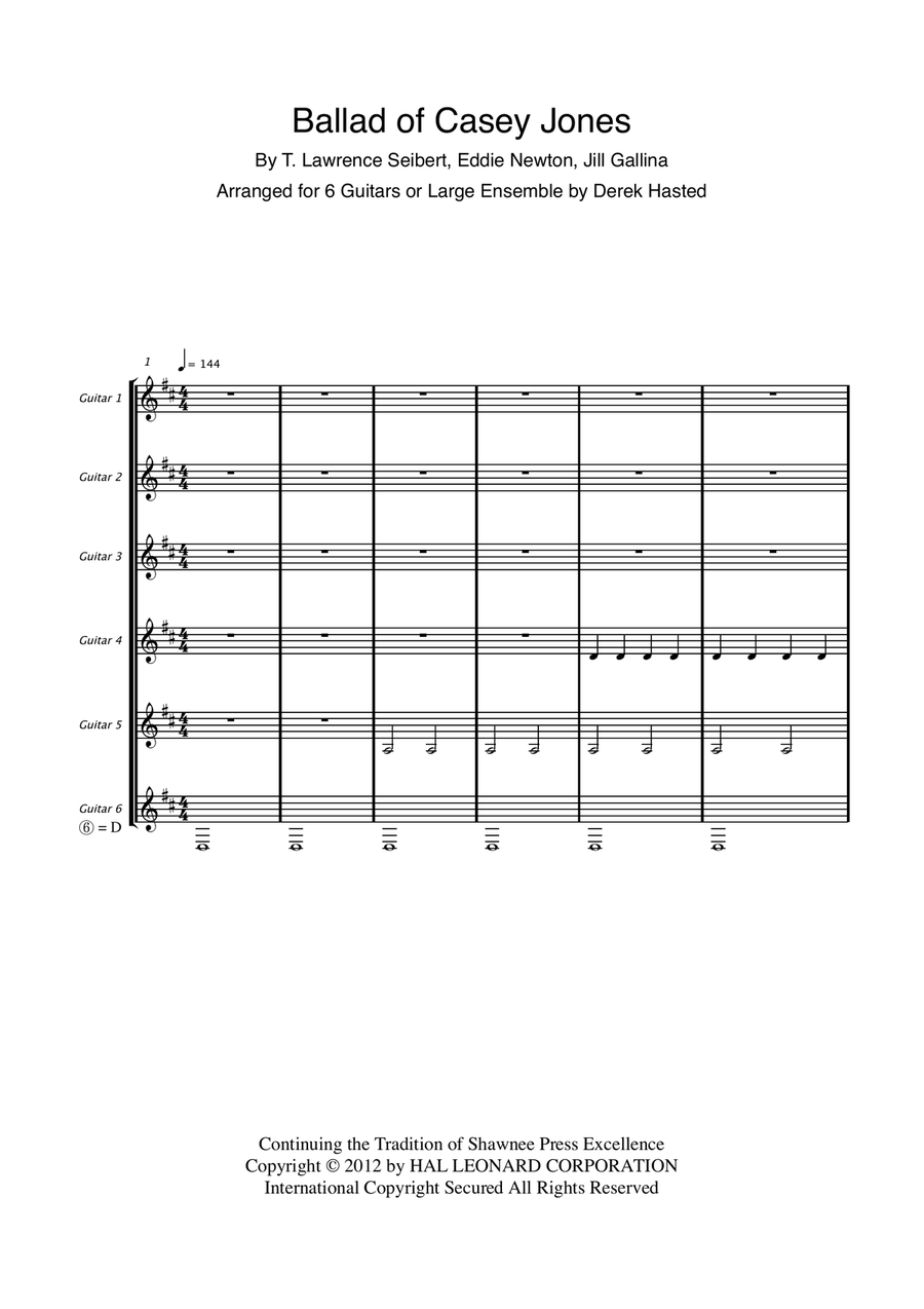 Ballad Of Casey Jones Guitar Ensemble scores gallery preview page 4