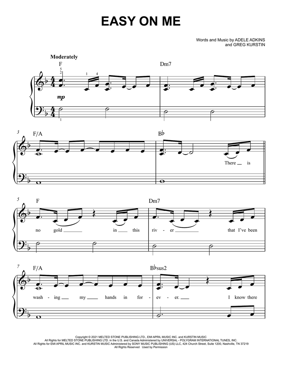 Easy On Me Easy Piano scores gallery preview page 1