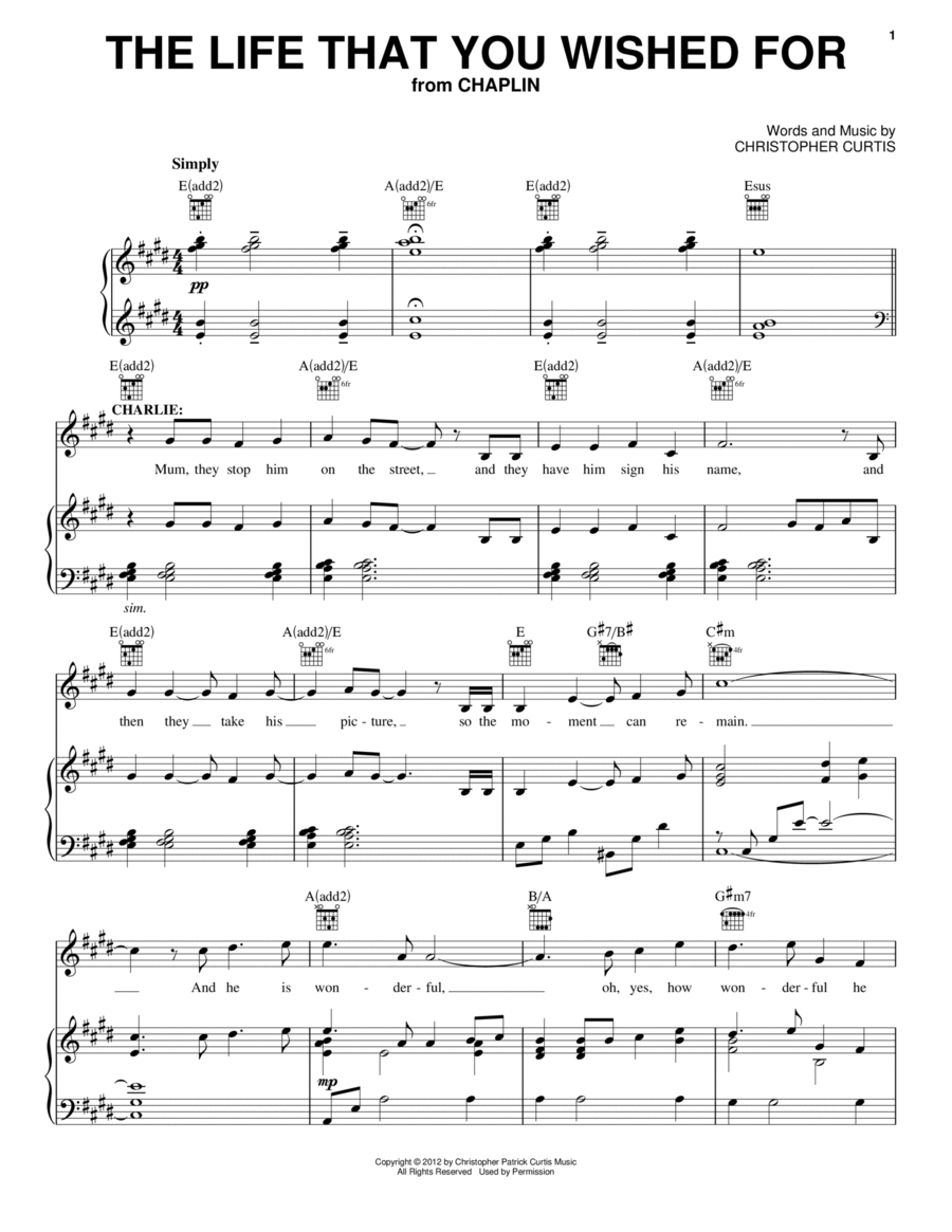 The Life That You Wished For Piano, Vocal, Guitar scores gallery preview page 1