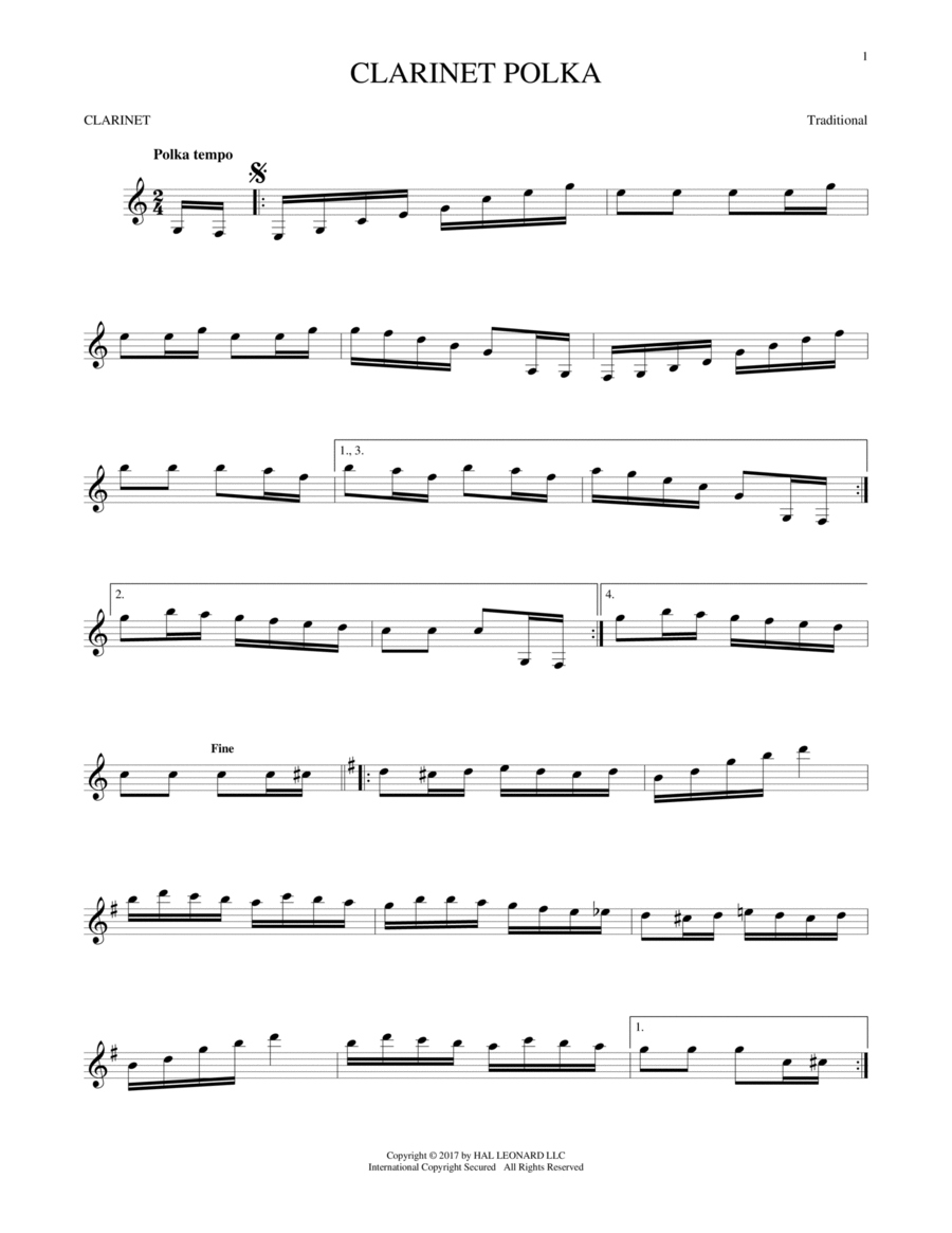 Clarinet Polka Clarinet Solo scores gallery preview page 1