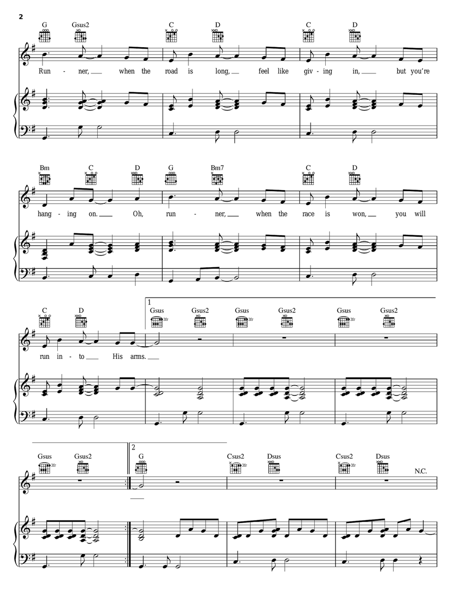 Runner Piano, Vocal, Guitar scores gallery preview page 2
