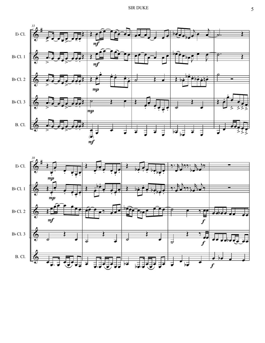 Sir Duke Sir Duke Clarinet Quartet scores gallery preview page 6