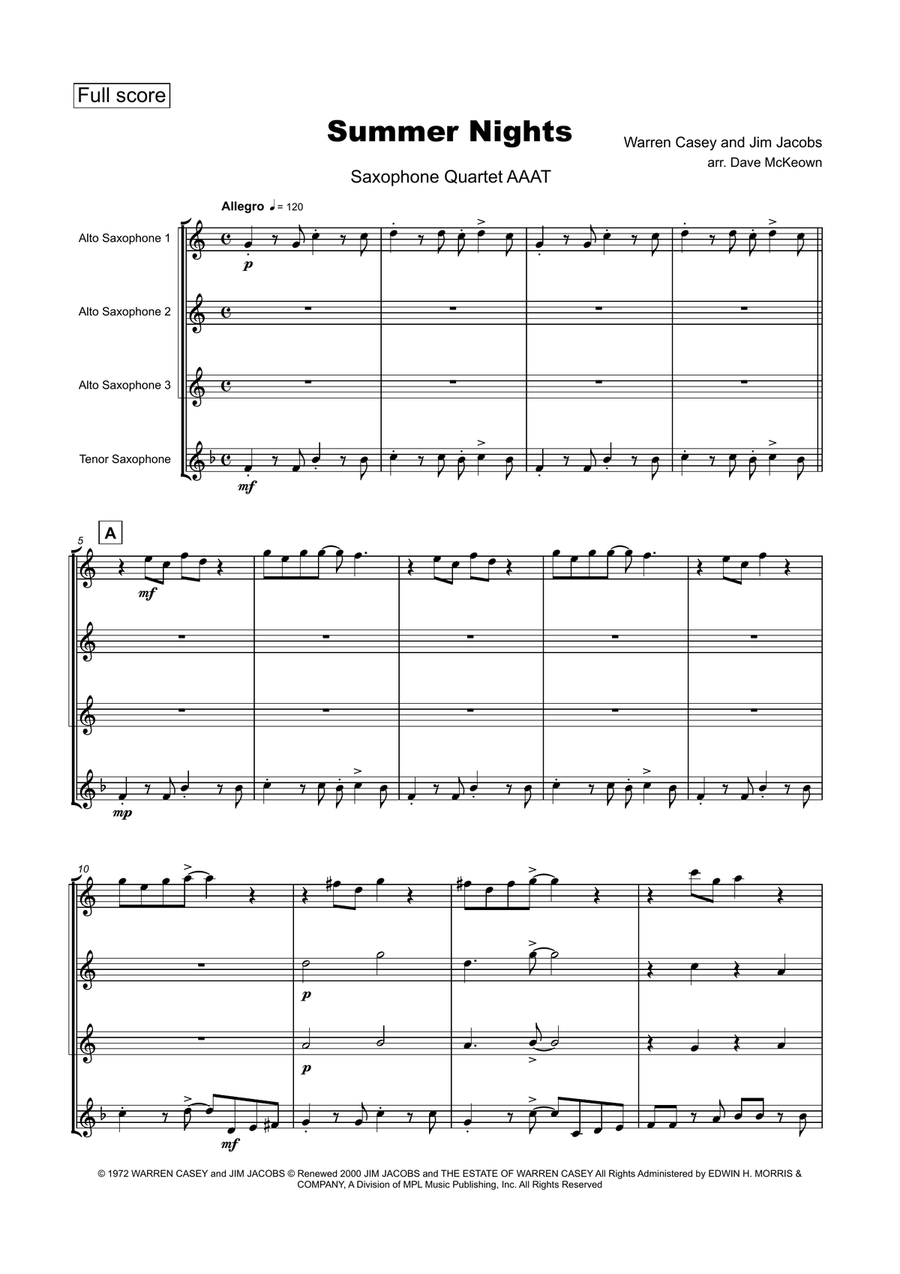Summer Nights Saxophone Quartet scores gallery preview page 2
