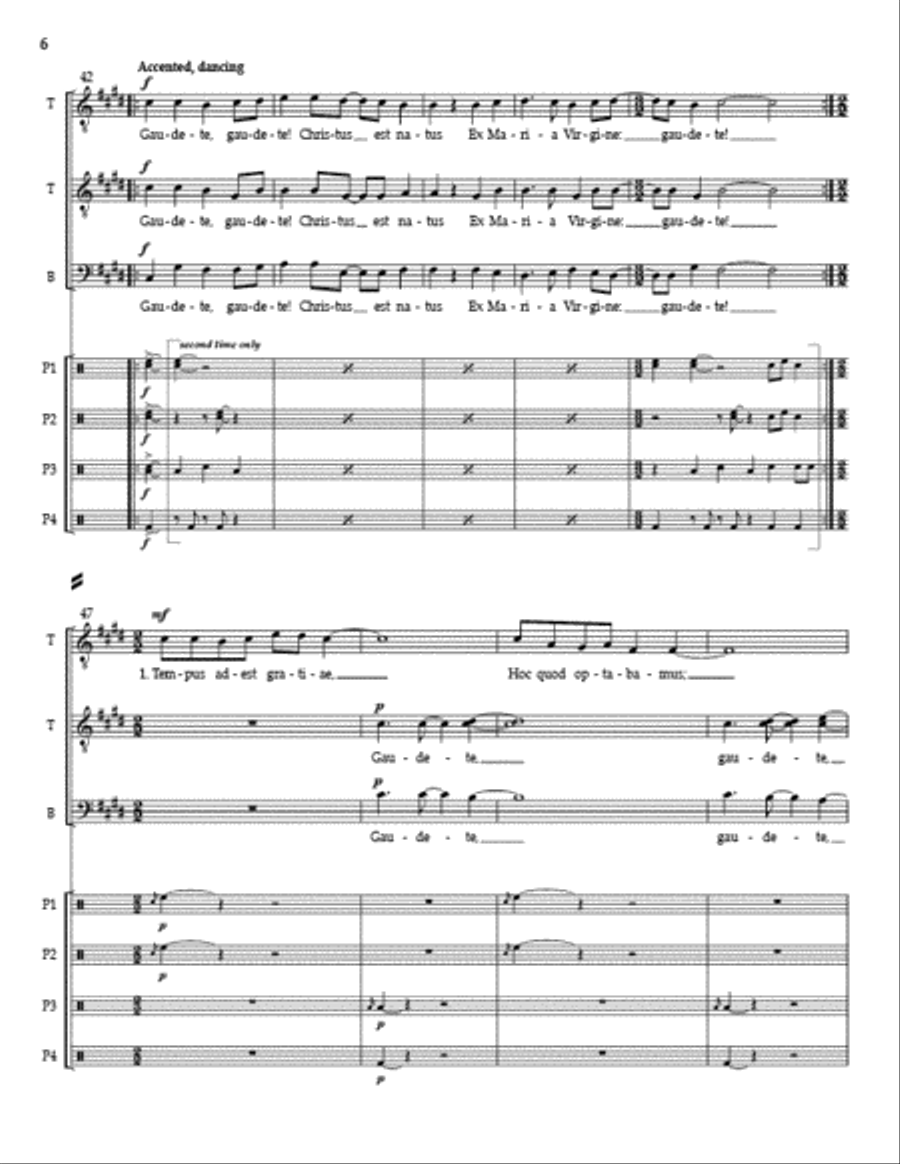 Gaudete! TTBB (Full Score and Percussion Parts) TTBB scores gallery preview page 5