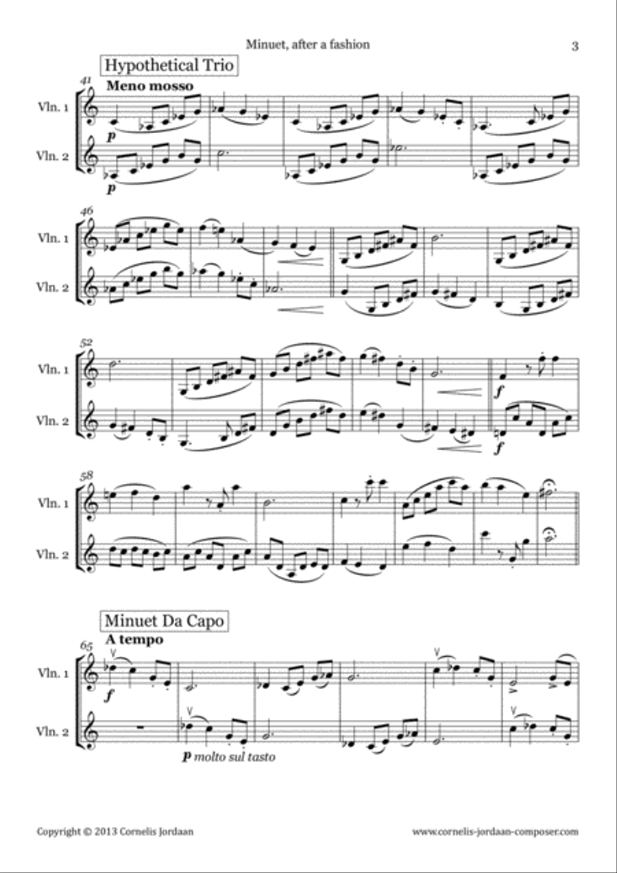 Minuet, after a fashion for 2 violins String Duet scores gallery preview page 3
